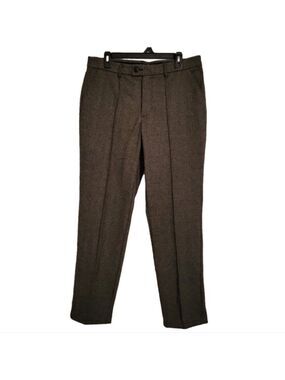Lee Regular Fit Straight Leg Mid Rise Brown Tweed Creased Dress Pants Size 14